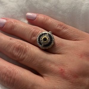 Judith Ripka Sterling Silver Sapphire & Topaz Evil Eye Ring